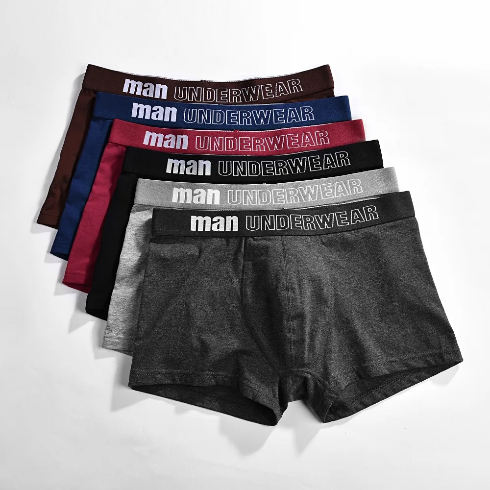 

6 pcs/lot Men Boxer Underwear Cotton Man Boxershort Breathable Solid Flexible Shorts Boxers Underpants Mens Panties
