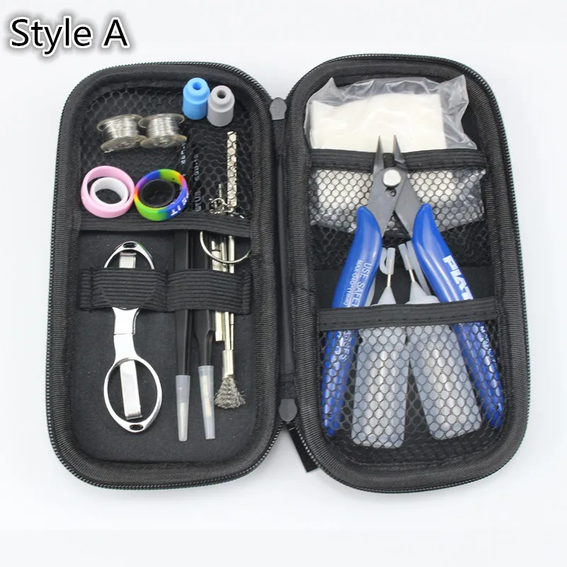 

Pilot Vape Electronic Cigarette DIY Tool Bag Tweezers Pliers Wire Heaters Kit Coil Jig For Packing E Cigarette Accessories