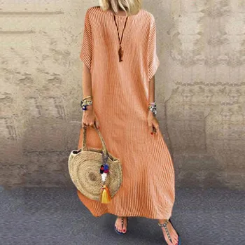 

Women Summer Dress Stripes Casual Maxi Clothes Women Round -ends Vestido Long Party Clothes Summer Dress 2019 Vestidos
