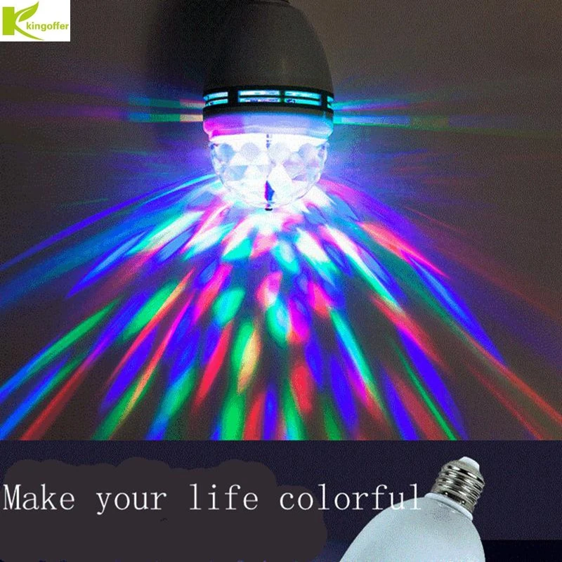 E27 B22 3 Вт полноцветная Авто вращающаяся RGB Светодиодная лампа для сцены дискотека