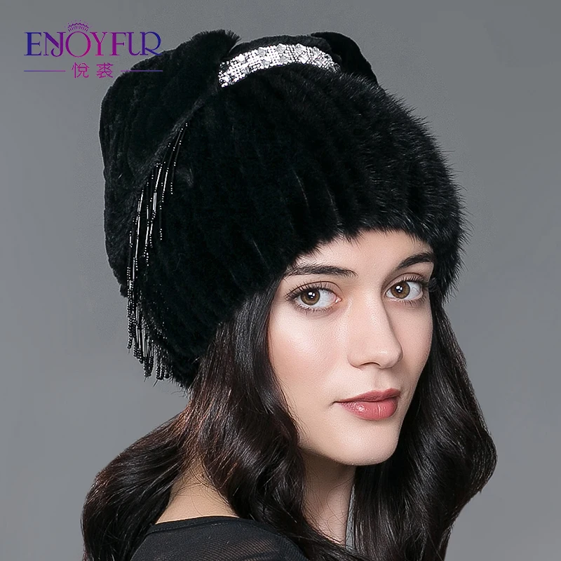 Зимние Русские женщины hat настоящее природный рекс кролика норки меховая шапка