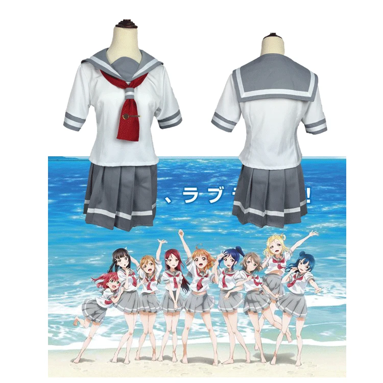 Аниме Love Live! Солнечный свет! Aqours милый костюм моряка для маскарада в натуральную