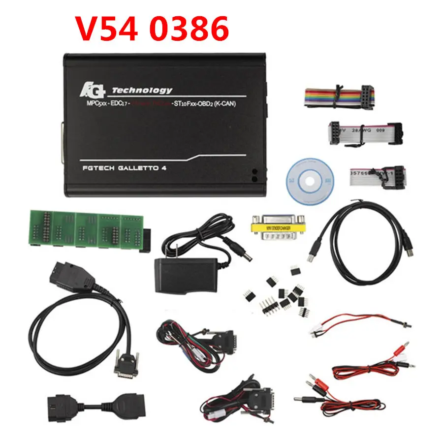 FG technology V54 0475 0386 Master ECOBD2 полный адаптер OBD2 K-CAN USB2 FGTECH Galletto 4 FG-TECH BDM-TriCore-OBD-функция - Цвет: V54 FW 0386