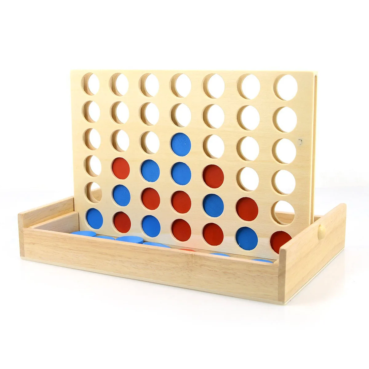New Blue/Red Four In A Row Wooden Game Line Up 4 Fun