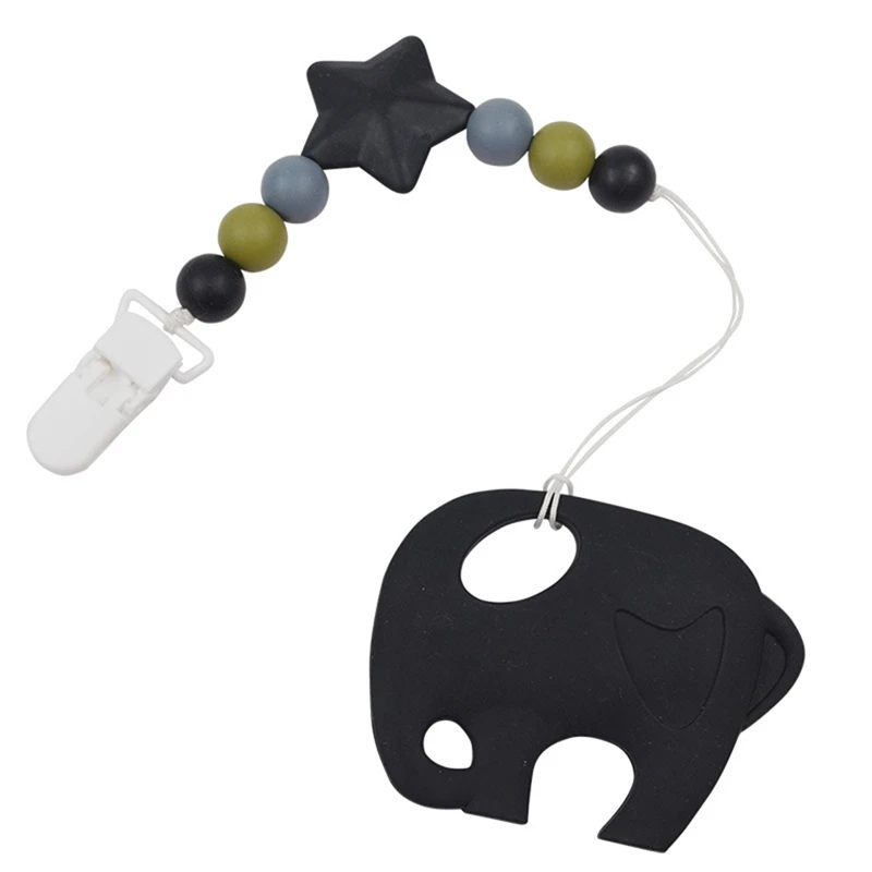 

Silicone Elephant Pacifier BPA Free Baby Teether Hand made Funny Colorful Bead Clip Holder Pacifier Clips Soother Chain For Baby