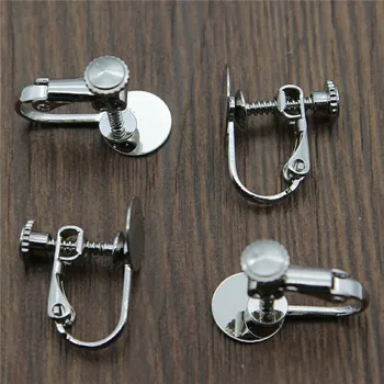 

10pcs/lot 5 Colors 8mm Flat Round Base 14x17mm Ear Clip Rotate Screws Earring Finding Earring Back Jewelry Making Accessories