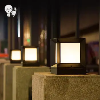 

Outdoor Aluminum Acrylic Small Square Landscape Lighting Fixture Modern Waterproof Pillar Pole Lamp for Backyard Villa Garden