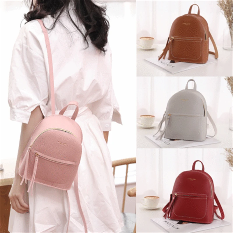 

2019 New Hot Women Backpack Travel PU Leather Casual bag Girls Rucksack Shoulder School Bag US