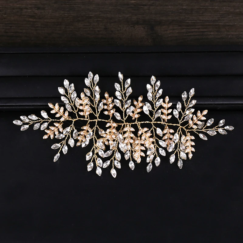 

Gold Vintage Crystal Tiara Hair Jewelry For Women Bridal Pearl Headbands Handmade Wedding Hair Accessories Luxury Ornaments Gift