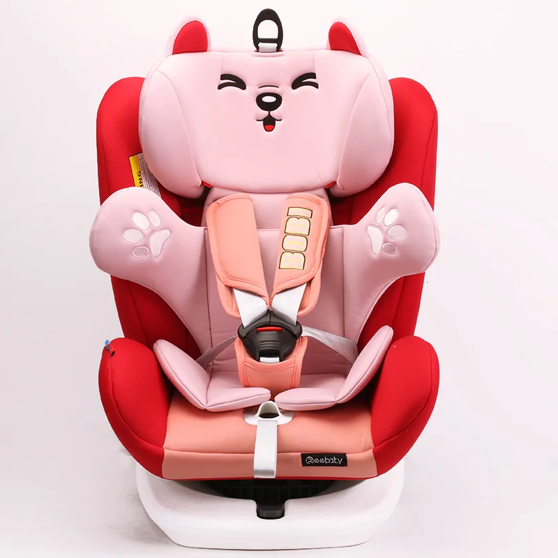 pink Детское автокресло можно поворачивать, автомобильное кресло, пятиточечное ISOFIX интерфейс для детей 2-12 лет, универсальное - Цвет: pink