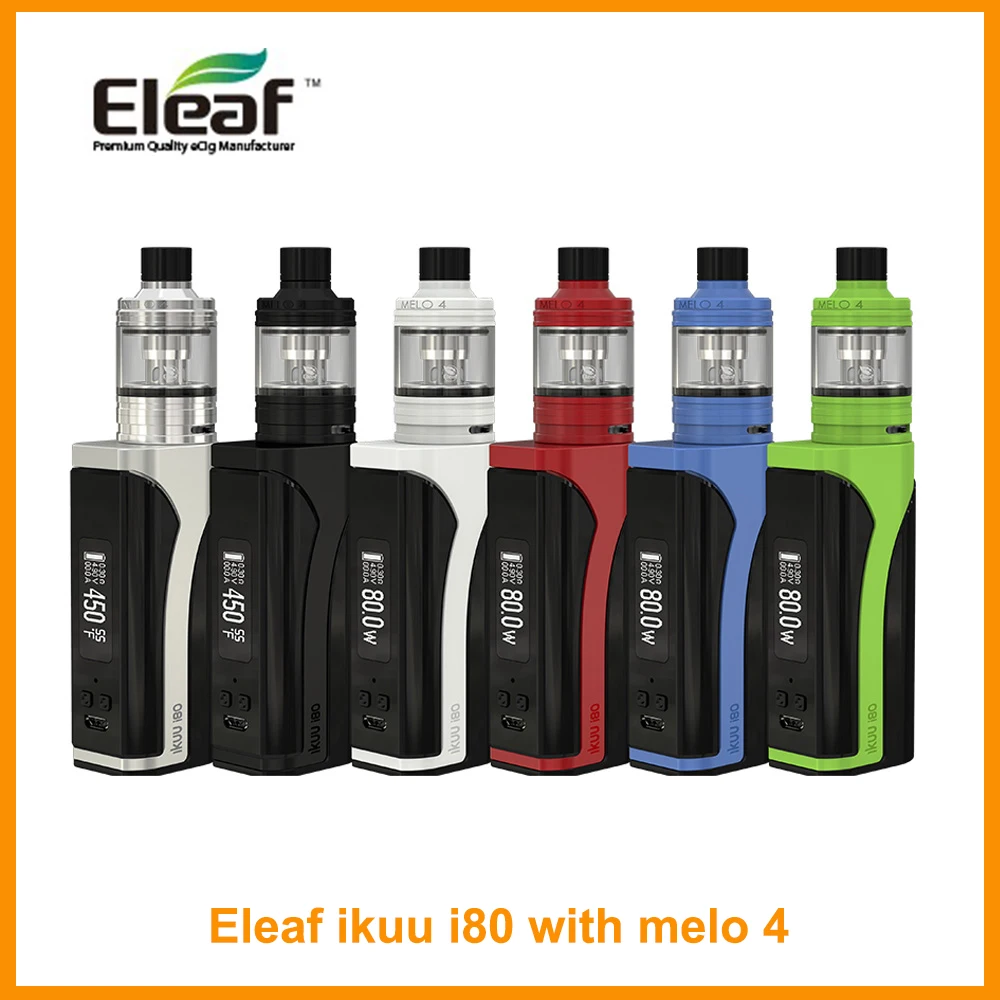 

Original Eleaf IKUU i80 Starter Kit With Melo 4 Atomizer Built in 3000mAh Vape Kit Output 80W EC2 Head E-Cigarette