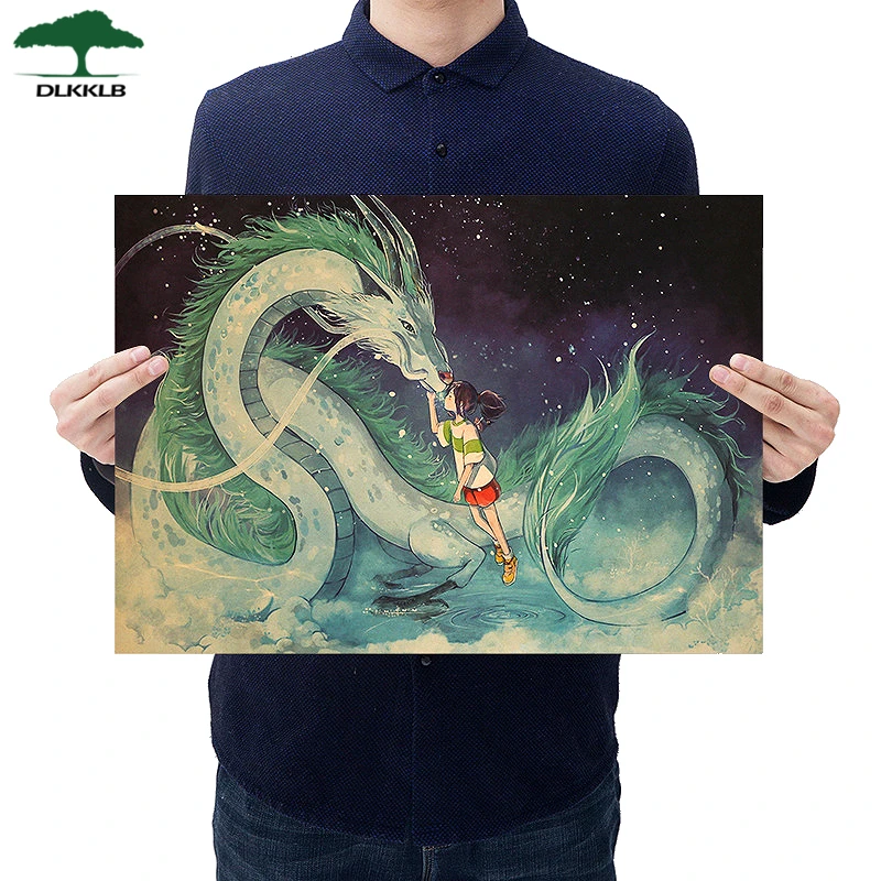 

Dlkklb Famous Hayao Miyazaki Anime Movie Spirited Away Poster Kraft Paper Bar Home Decor Poster Decorative Painting Wall Sticker