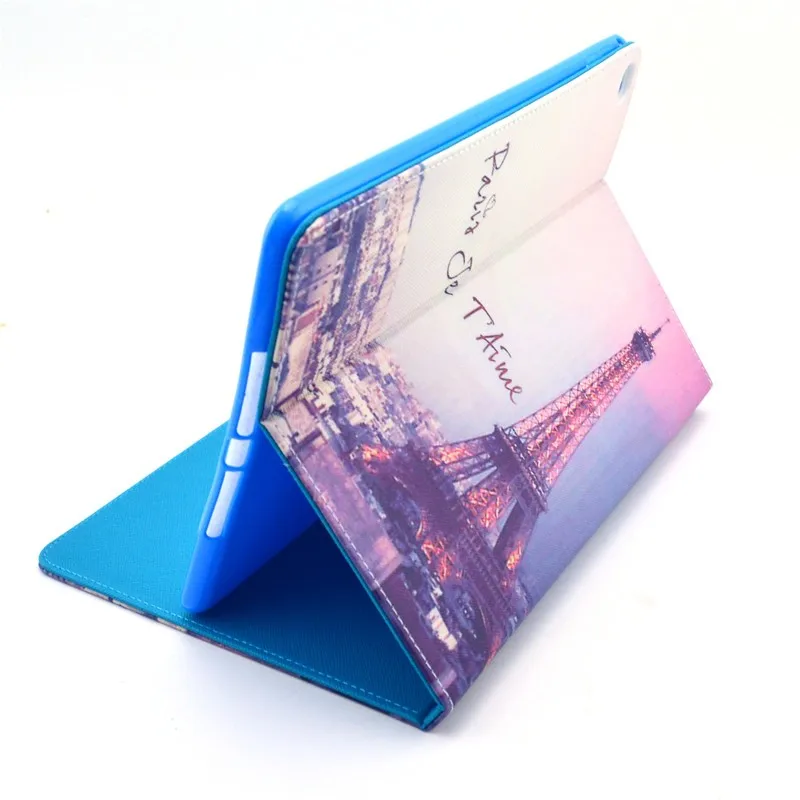 PU Leather Case For iPad Air 2 6 Case Fashion Cartoon Tower Folio Stand Tablet Cover 9.7 Inch Protector Skin For iPad Air 2 New  (32)