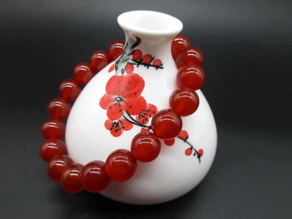 

AA Carnelian Bracelet Red Agate Bead Bracelets Women Men Jewelry 10mm