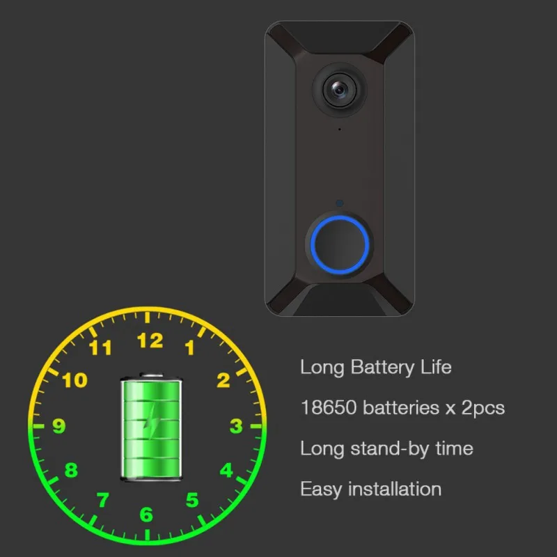 V6 Черный, серый цвет Цвет дома Wi-Fi видео-дверной звонок 720P 2-полосная акустическая связь с пассивный инфракрасный детектор движения