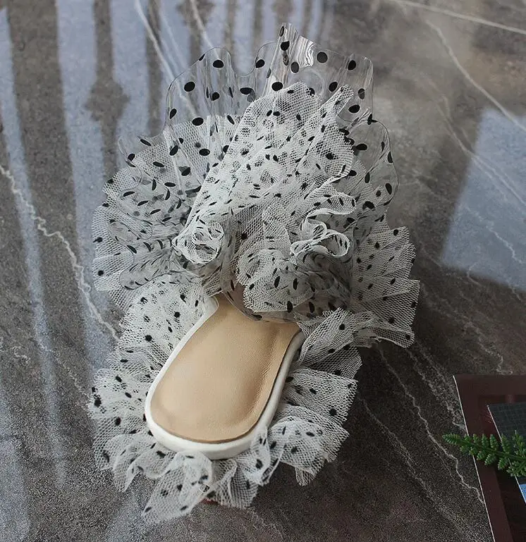 VIISENANTIN/сетчатые сандалии в горошек с цветочным узором; тапочки с острым носком на высоком каблуке для подиума; женская верхняя одежда; модная потрясающая обувь на тонком каблуке