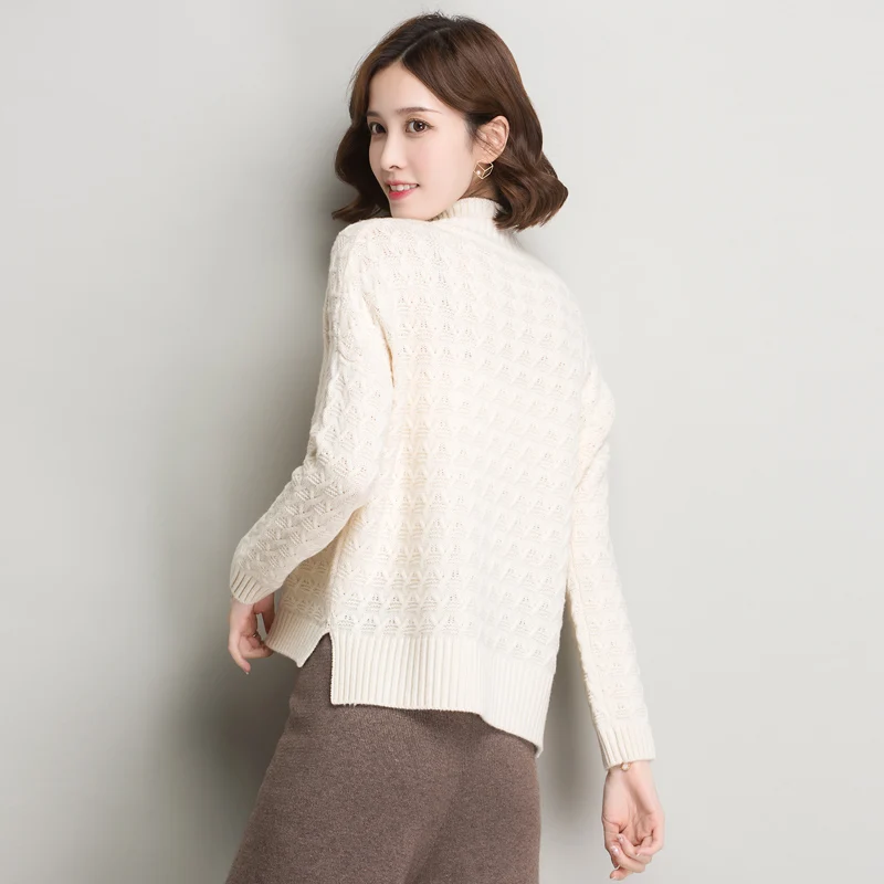 2XL брендовый шерстяной свитер, осенне-зимний женский вязаный свитер, Однотонный пуловер с узором «елочка», свитер женский