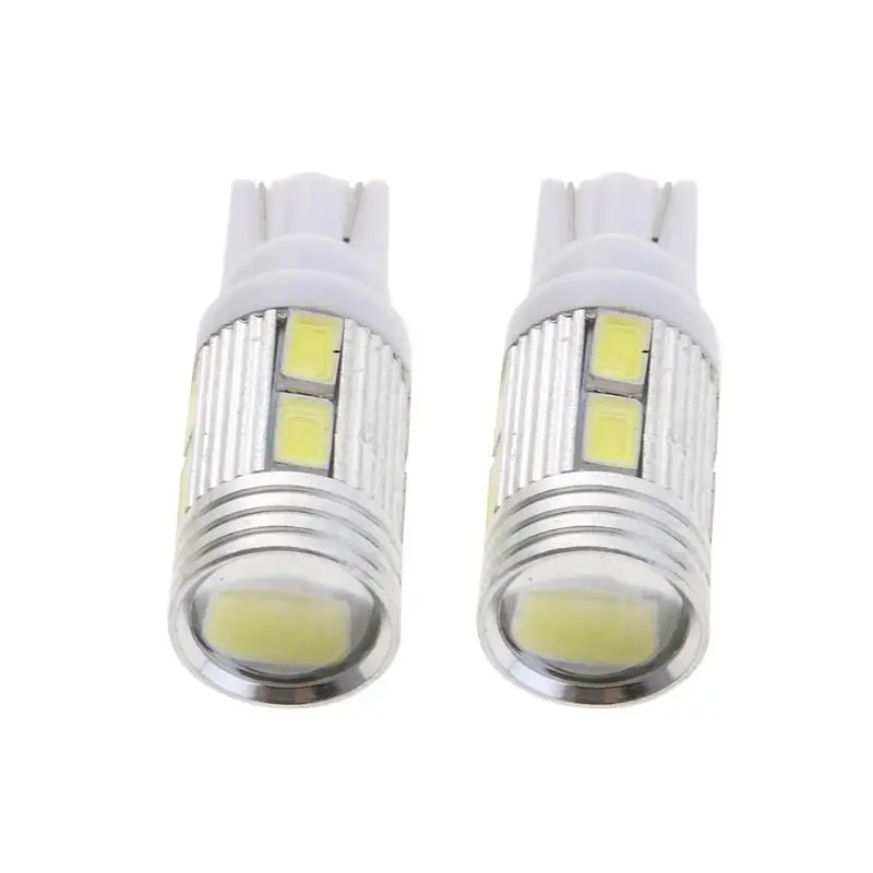 2 шт. T10 W5W 10SMD 5630 Автомобильный светодиодный свет автомобилей 6000K белый светодиод Сторона/двухсторонняя лампа 12 В авто аксессуары