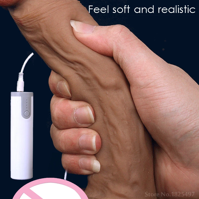  Control remoto USB recargable enorme vibrador consolador realista pene masculino artificial suave p