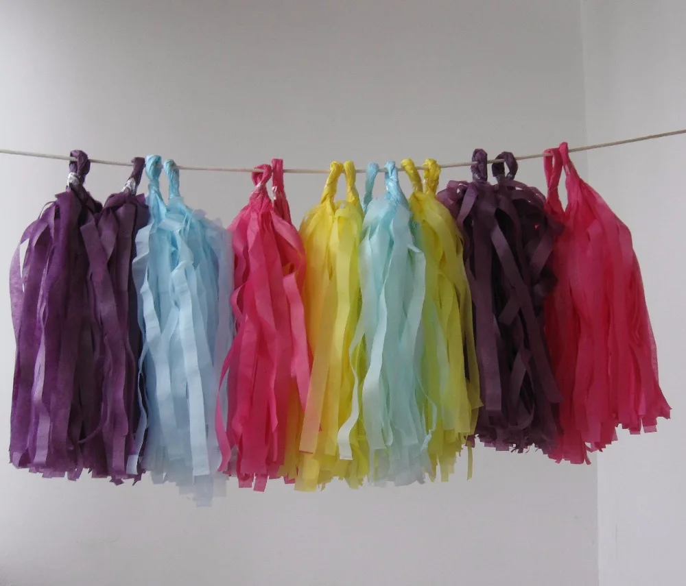 

14 дюймов/35 см в длину, 25 см в ширину, 100 шт./лот, гирлянды из ткани с кисточками, Бумажная гирлянда, баннеры, Наборы для творчества