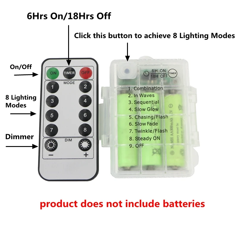 5/10/20 м Водонепроницаемый дистанционного Управление гирляндой Батарея работает СВЕТОДИОДНЫЙ свет украшения 8 Режим таймера строка Медный провод Рождество