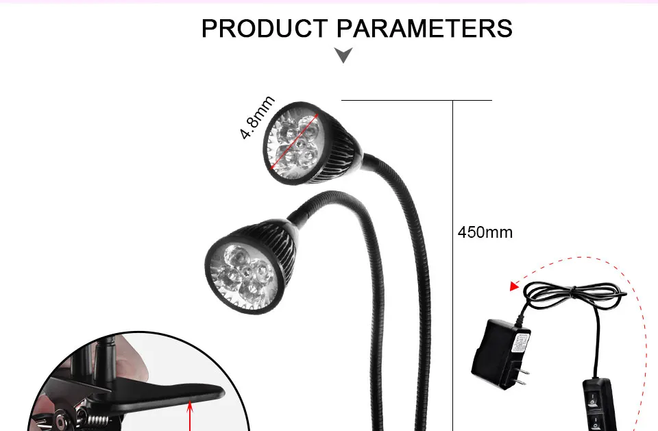 3 Heads LED Grow Light Dual Head 15W Plant Grow Lamp (2)