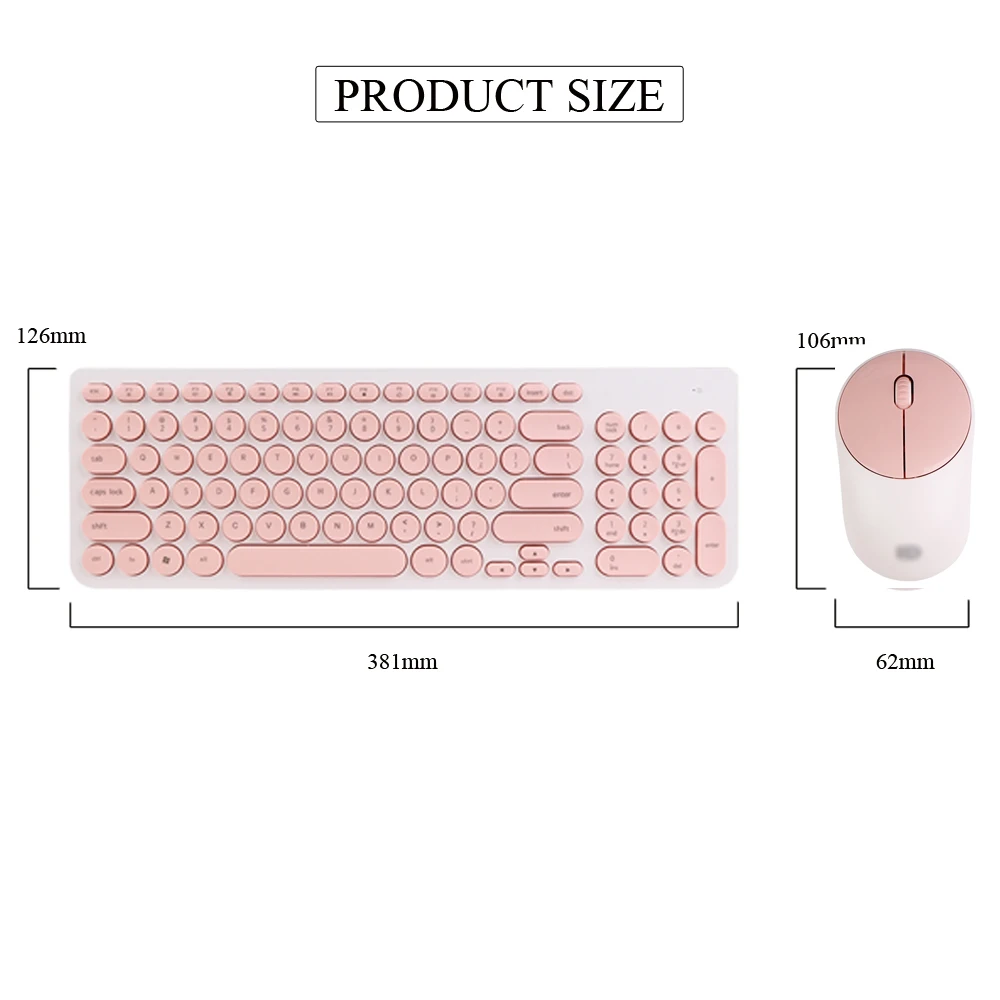 Женская Офисная Беспроводная клавиатура мышь комбинированная Милая Розовая Круглая клавиатура 1600 dpi оптическая мышь костюм для ASUS acer hp lenovo