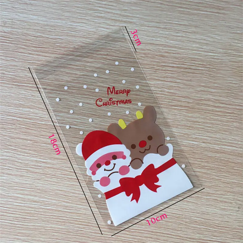 100Pcs Sweet Candy Biscuit Party Favour Gift Bag Christmas Cellophane Cookie Bag