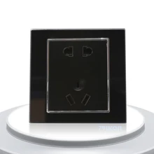 Настенная розетка, стандарт CN, модные панельные розетки, настенная розетка, штепсельная вилка, 10А, 5Pin, черная Хрустальная стеклянная MK-S-2601-B
