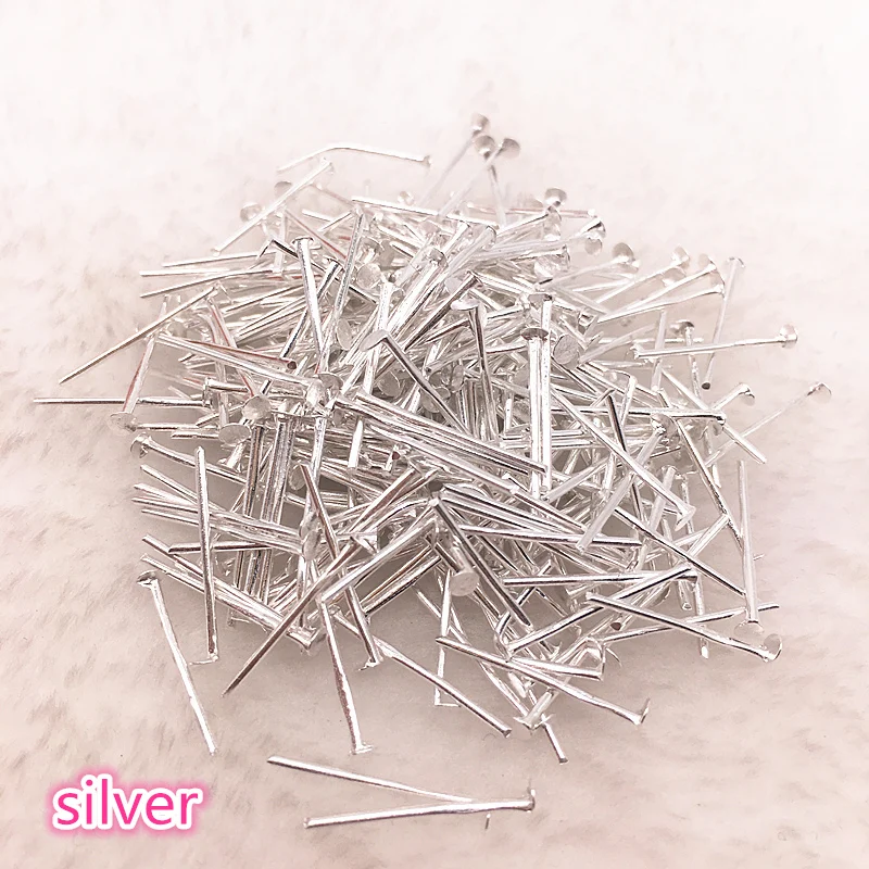 

NEW 200pcs/lot 22mm Flat Head Pins Dia 0.6-0.8mm Gold/Silver/Bronze Head Pins For Jewelry Making Accessories