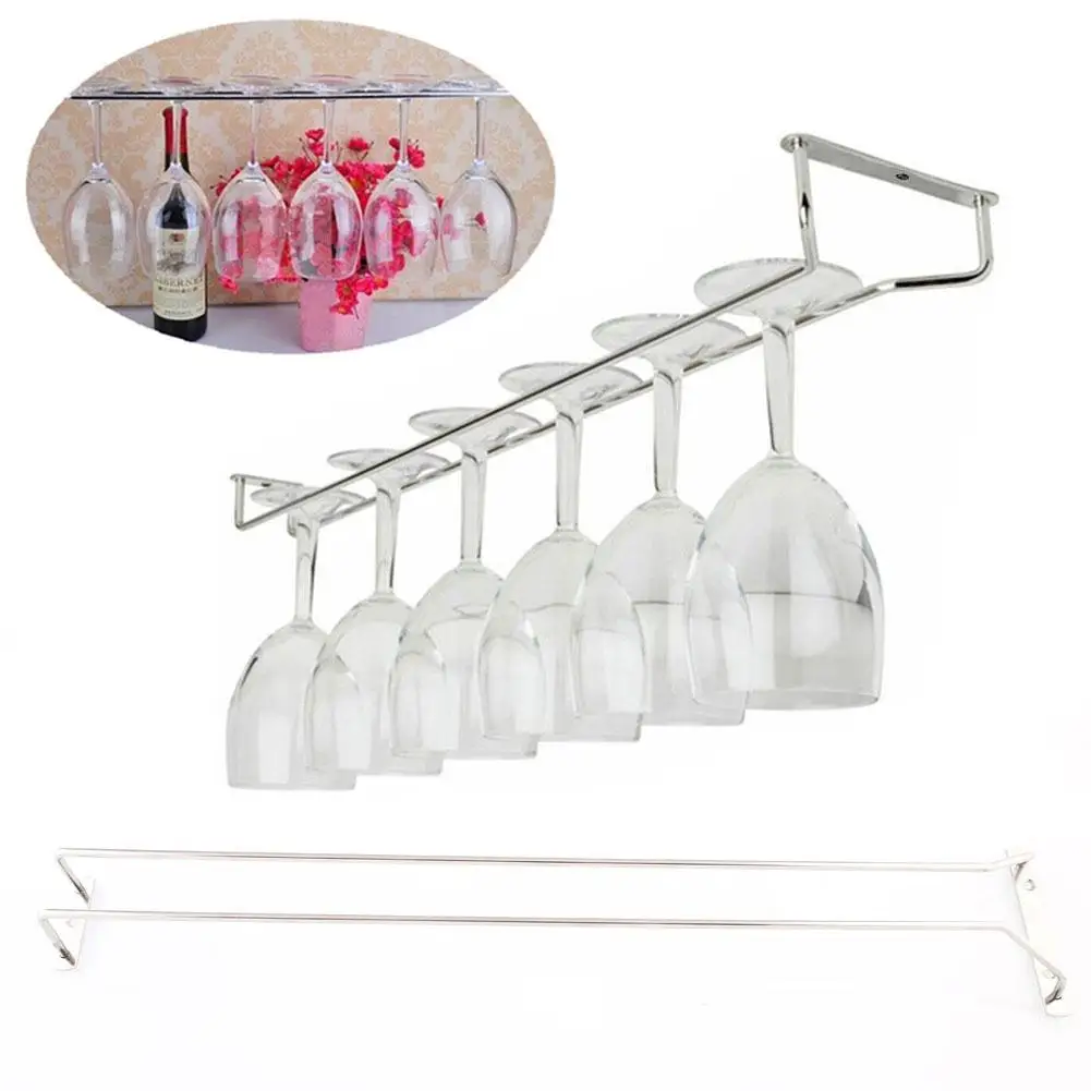 

55cm High quality useful Stainless Steel Wine Rack Glass Holder Hanging Bar Hanger Shelf Stemware Holder Kitchen Wall Bar Hanger