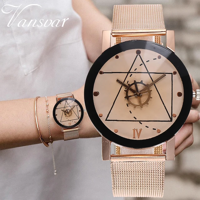 Vansvar Brand Quartz Watch Women Silver Gold Stainless Steel Band Marble Strap W Vansvar Brand Quartz Watch Women Silver Gold Stainless Steel Band Marble Strap W