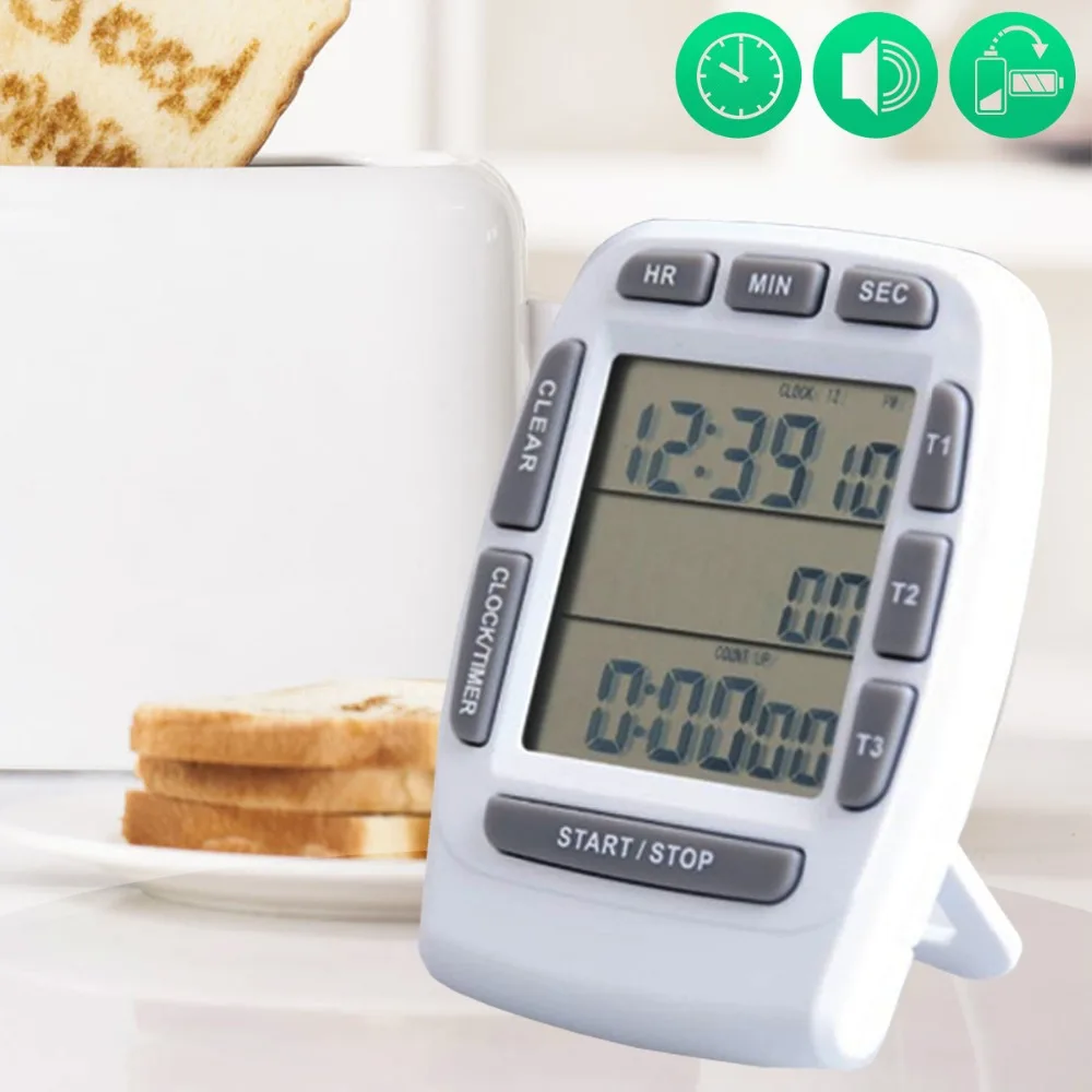 Kitchen timer countdown bracket back suction timer 3-channel timer cooking timer electronic timer