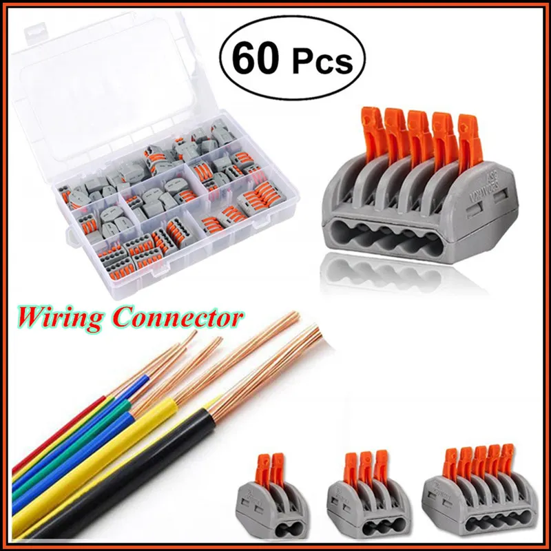 

Wire Compact Connectors 2 3 5 Port Lever-Nut Lever Conductor PCT-212 PCT-213 PCT-215 Junction Box Assortment Pack (10/20/60PCS)