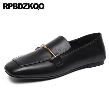 

Ladies Beautiful Flats Shoes China Designer Black Slip On Loafers Foldable Square Toe Roll Up Luxury Metal Chinese High Quality