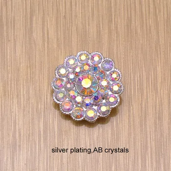 

(M0254P) 22mm rhinestone button with loop,,,ab crystals