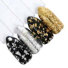 0,2 г голографический блестящий порошок дизайн ногтей зеркало фейерверк блестки Золото Серебро Фольга пиллетт нерегулярные чешуйки ногтей Декор LYCB01/02