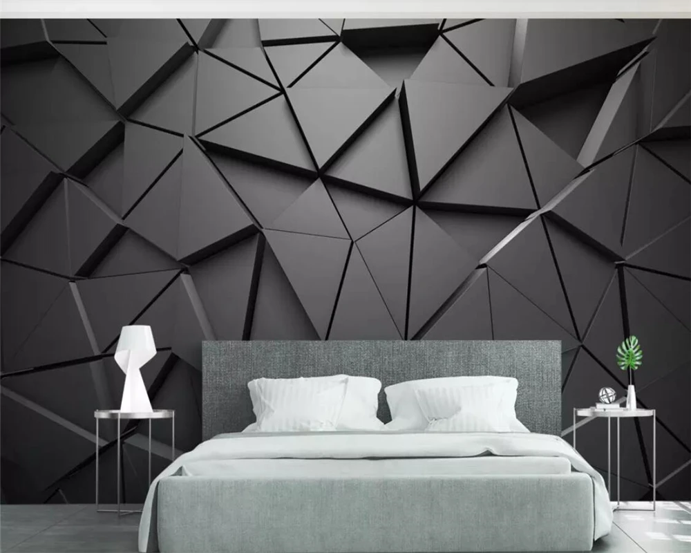 beibehang Custom photo wallpaper 3D geometric abstract gray triangle mural wallpaper living room bedroom TV background wall beibehang Custom photo wallpaper 3D geometric abstract gray triangle mural wallpaper living room bedroom TV background wall