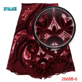 

African Lace Fabric Luxury High Quality French Organza Lace Fabric 2019 New Arrival Sequins Lace Fabrics For Wedding YA2668B-6