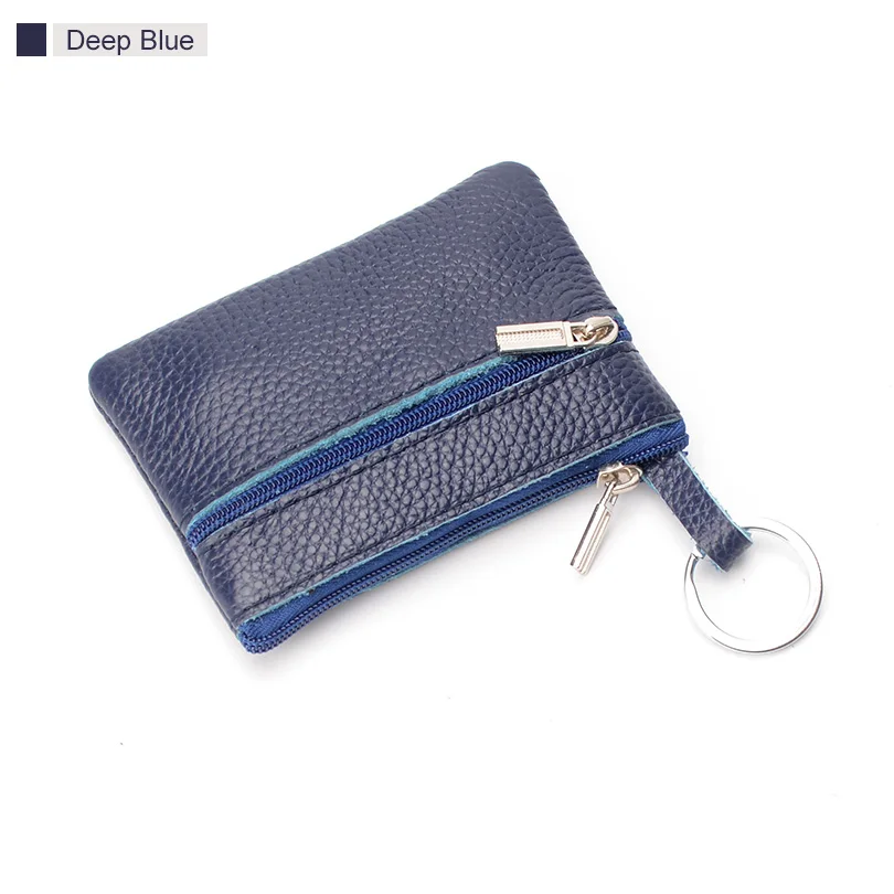 COHEART кошелек из натуральной кожи для женщин и мужчин кошелек мини-бумажник маленький настоящий кожаный кошелек-монетница с кольцом для ключей наивысшего качества - Цвет: Deep Blue