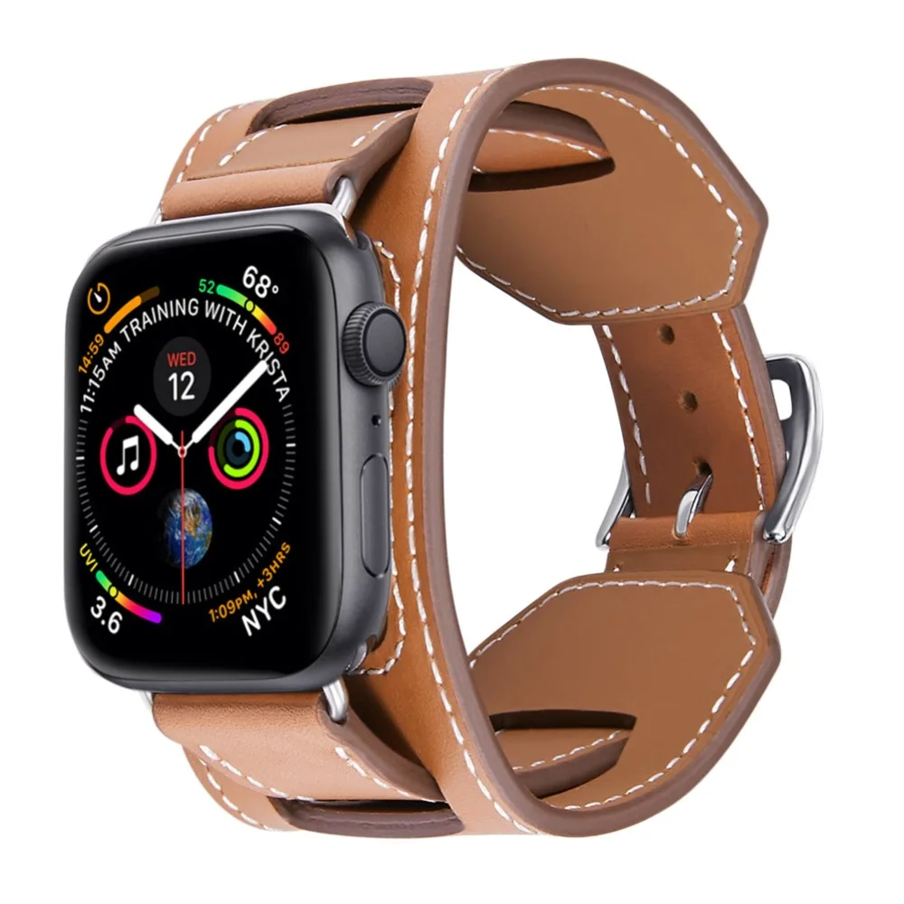 

Compatible with Apple Watch Band, Covery 38mm Genuine Leather Watch Strap Compatible Apple Watch Series 38mm, Series 3,2,1