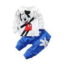 Spring Minnie mouse cotton children clothing sets baby boy girl sports cartoon long sleeve shirts+casual pants suits free ship