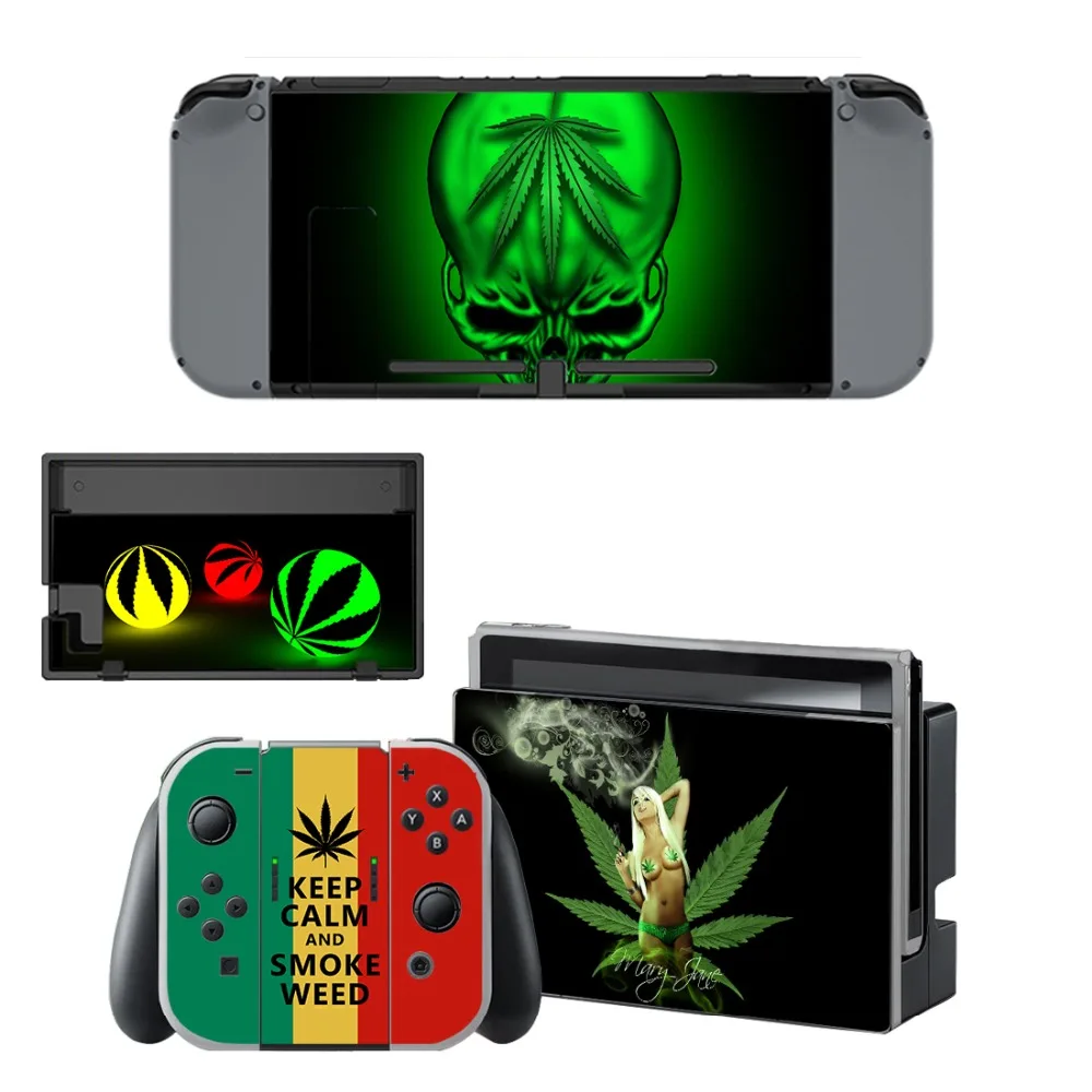 Виниловая наклейка для Nintendo Switch консоль и контроллер набор кожи травяных