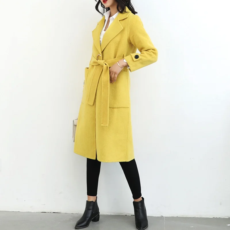 

New double-sided cashmere overcoat 2019 spring coat for women winter warm coat button lady wool coat