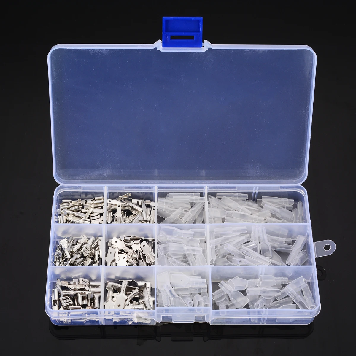 270Pcs/Set Insulated Electrical Wire Male & Female Crimp Terminals 2.8/4.8/6.3mm Spade Connectors Assortment Kit with Box