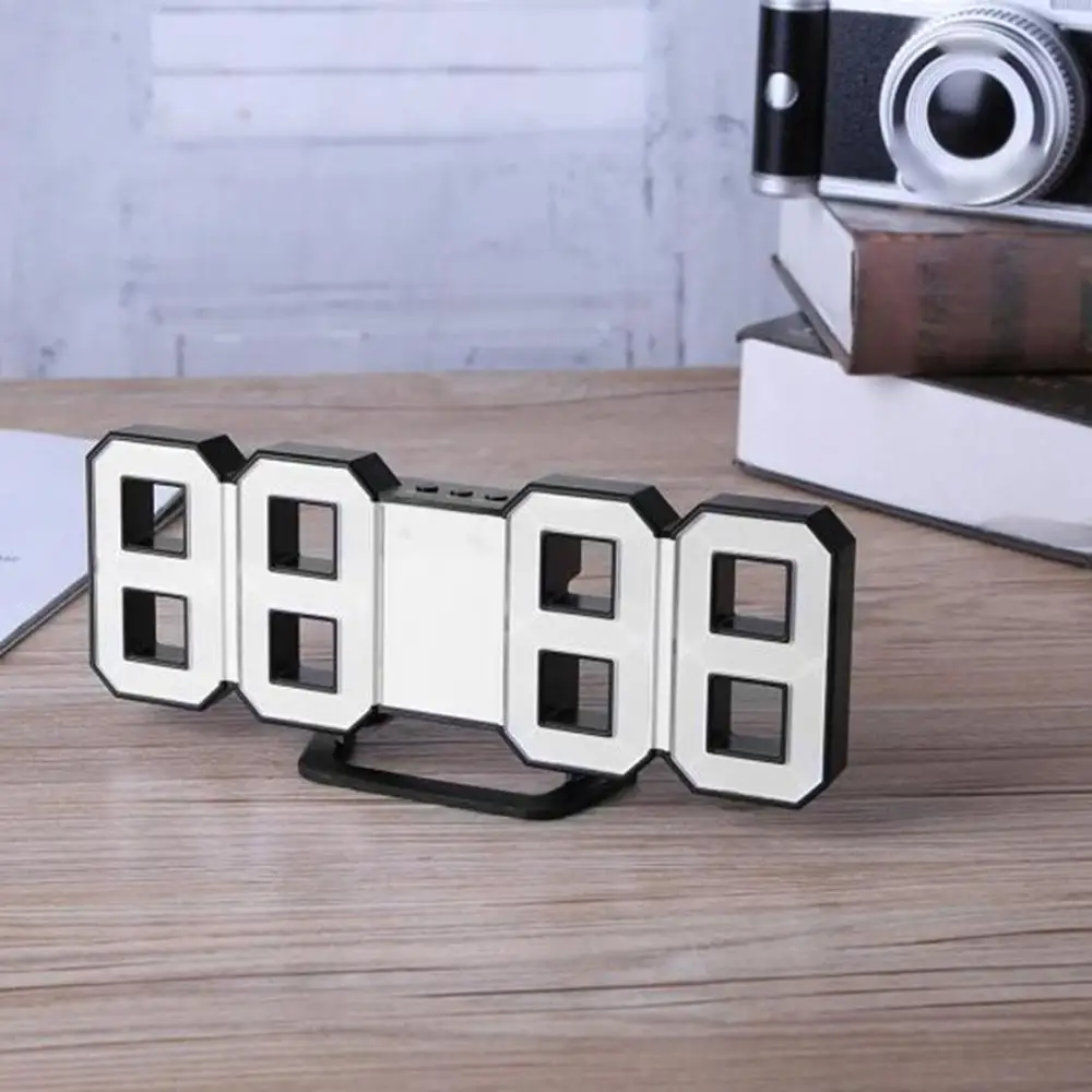 

Black/Multi-function Led Brightness Adjustment Two Modes Optional 3d Stereo Living Room Explosion Electronic Clock