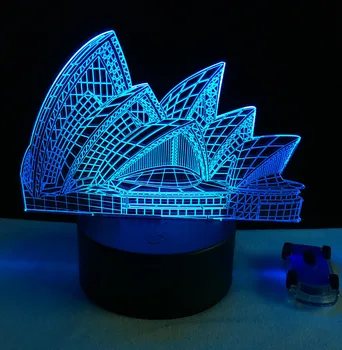 

Romantic Sydney Opera House Night Light USB Touch 7 Color Change Lamp 3D LED Desk Cafe Bar Restaurant Table Mall Lighting G