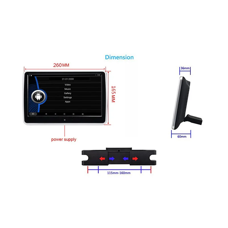 

XST 10.1 inch Android 6.0.1 System Car Headrest monitor MP5 Player with WIFI Touch Screen support USB/SD/Bluetooth/Speaker