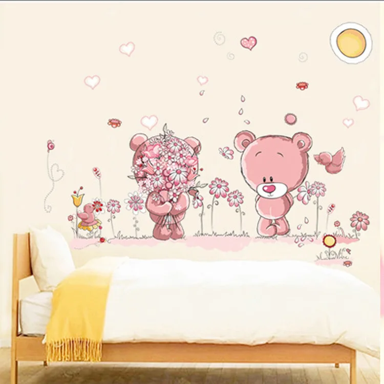 Creative kindergarten school classrooms Pink cute couple bear 