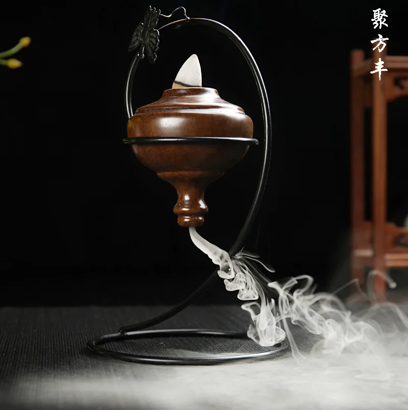 

Hanging Iron Frame, Back Flow Smoke Incense Burner, Ceramic Ornaments, Home Office Decoration, Dehua